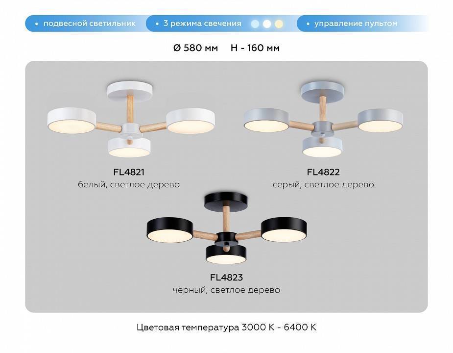 Люстра на штанге Ambrella light Fusion 3 лампы FL4823