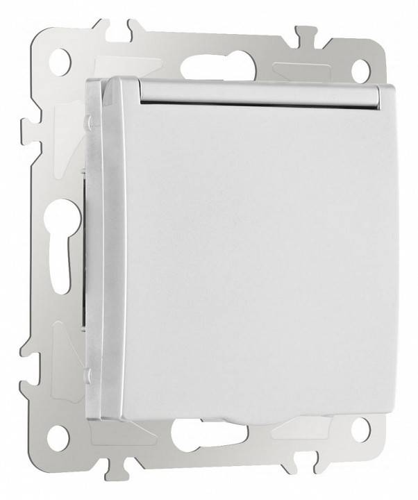 Розетка влагозащищенная с заземлением и со шторкой с крышкой Arte Milano am-206 206.41-1.silver