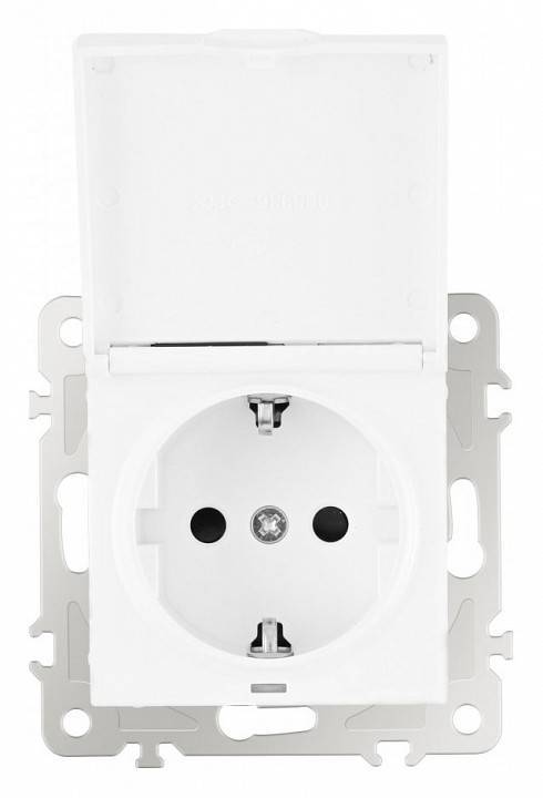 Розетка влагозащищенная с заземлением и со шторкой с крышкой Arte Milano am-206 206.41-1.white