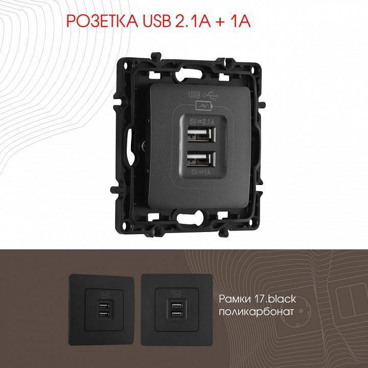 Розетка USB, без рамки Arte Milano am-217 217.46-1.black