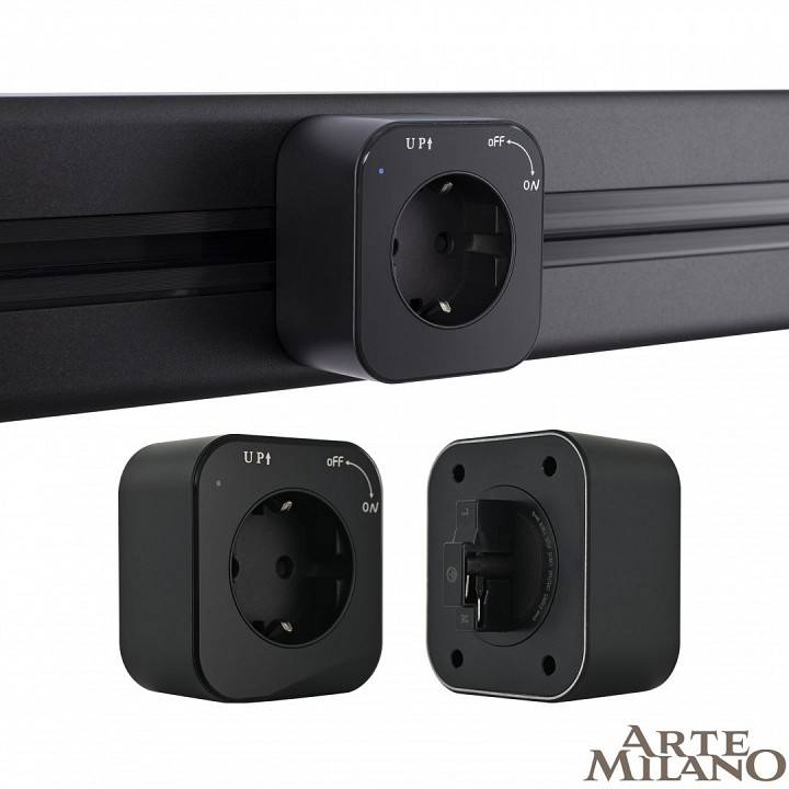 Розетка с заземлением для трека Arte Milano Am-track-sockets черный 380022TS/ES Black