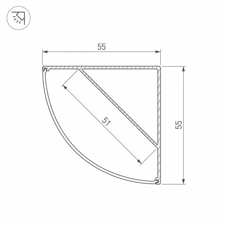 Профиль накладной угловой внутренний Arlight SL-KANT 044578