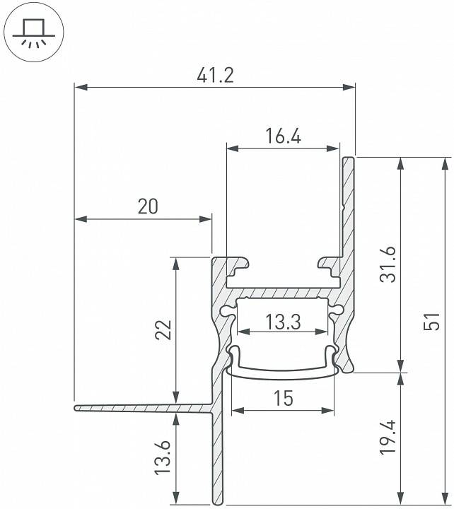 Профиль для контурной подсветки ГКЛ потолка Arlight ARH-CEIL 45555