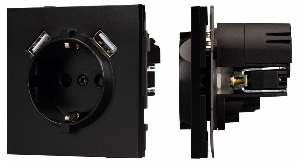 Розетка с заземлением и 2хUSB type A, без рамки Arlight SCT-TENDO 054083