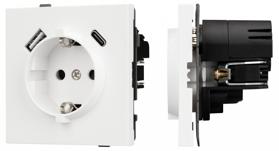 Розетка 2хUSB type A и C без рамки Arlight SCT-TENDO 054610