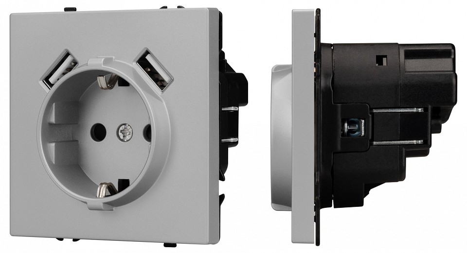 Розетка с заземлением и 2хUSB type A, без рамки Arlight SCT-NOBE 059443