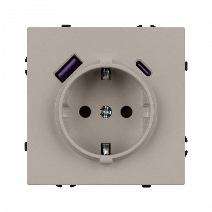Розетка с заземлением и 2хUSB type A и C, без рамки Arlight SCT-NOBE 059444