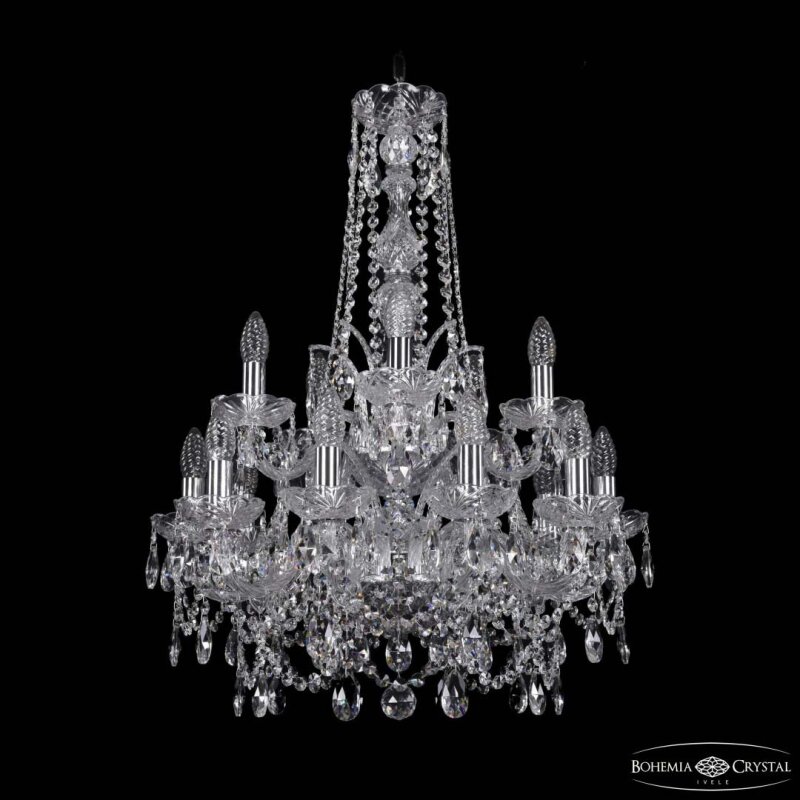Подвесная люстра Bohemia Ivele Crystal 1411 1411/10+5/195/h-77/2d Ni