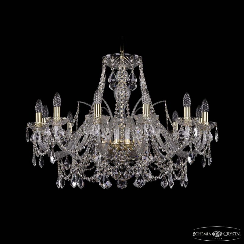 Подвесная люстра Bohemia Ivele Crystal 1411 1411/12/300 G Leafs