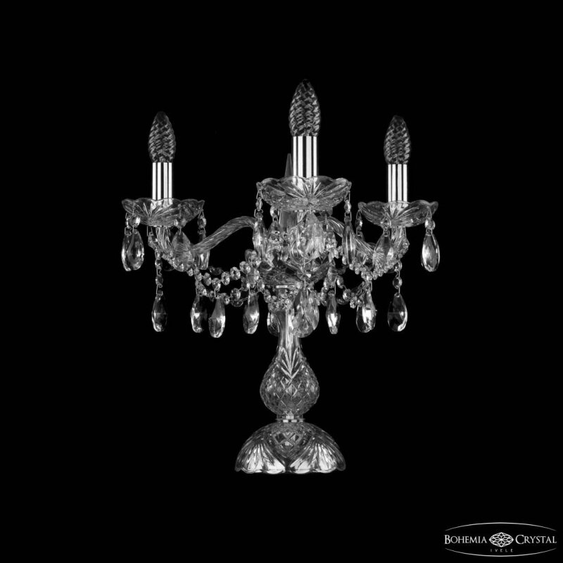 Настольная лампа декоративная Bohemia Ivele Crystal 1413 1413L/3/141-39 Ni