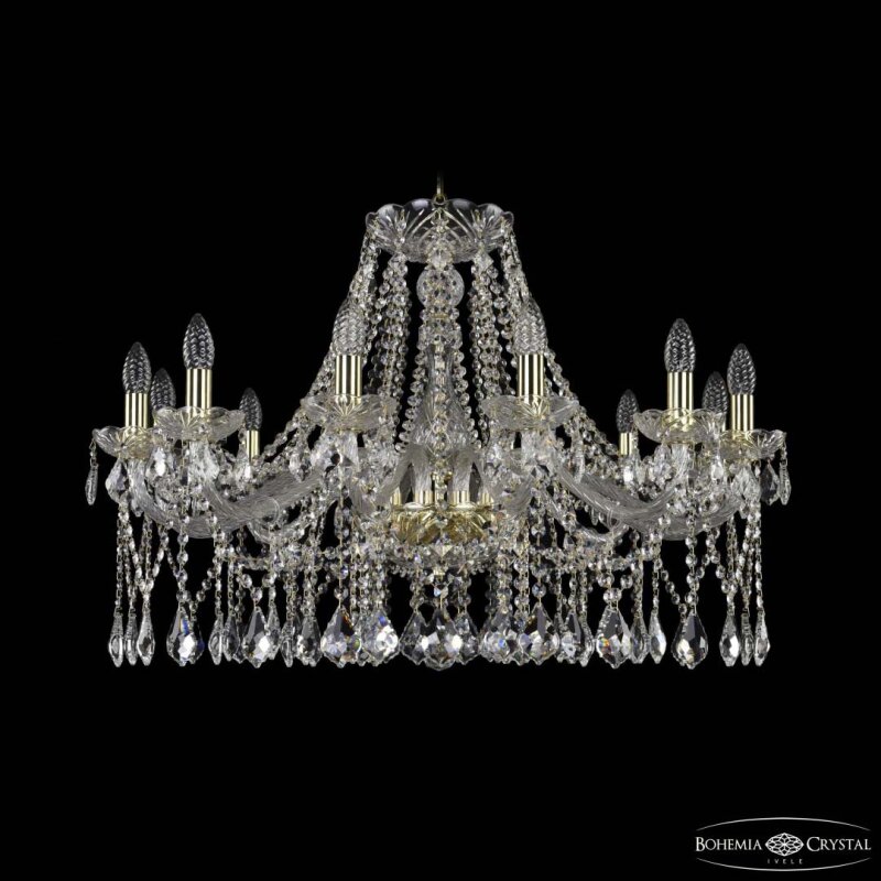 Подвесная люстра Bohemia Ivele Crystal 1413 1413/12/300 G Leafs