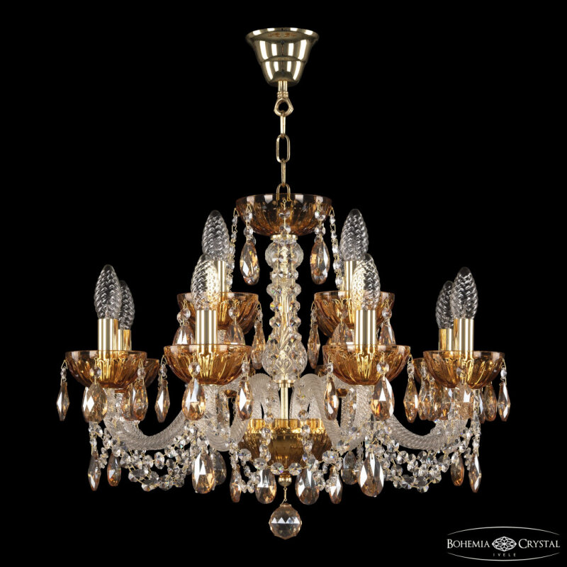 Подвесная люстра Bohemia Ivele Crystal 5402 5402/8+4/195 G Amber/M-1H K721