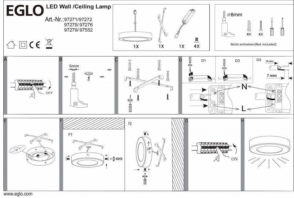 Светильник накладной Eglo Fueva 1 32 Вт 600 мм 97552
