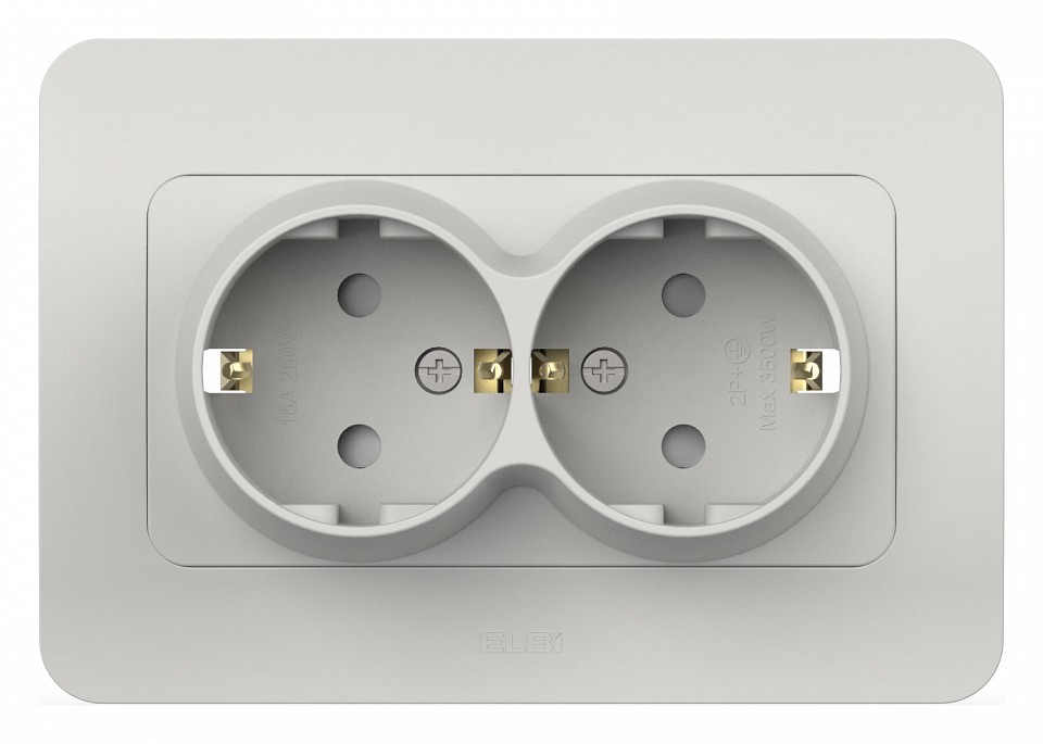 Розетка двойная с заземлением и со шторкой Elbi Eleсtriс Jazz 508-016200-917