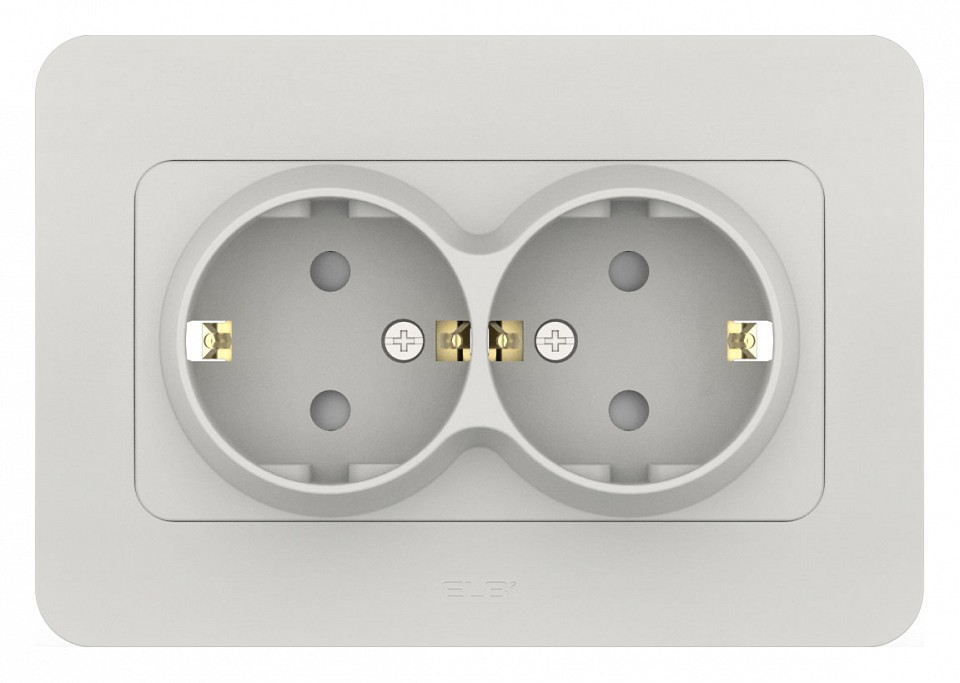 Розетка двойная с заземлением и со шторкой Elbi Eleсtriс Jazz 508-016200-917