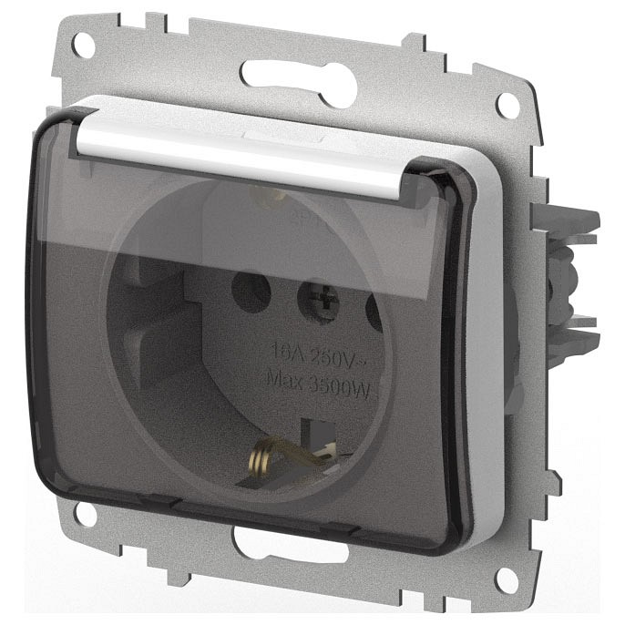 Розетка с заземлением с крышкой, без рамки Elbi Eleсtriс Jazz 607-010200-218