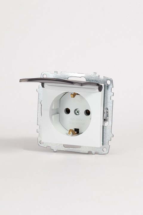 Розетка с заземлением с крышкой, без рамки Elbi Eleсtriс Zena Vega 609-015600-218