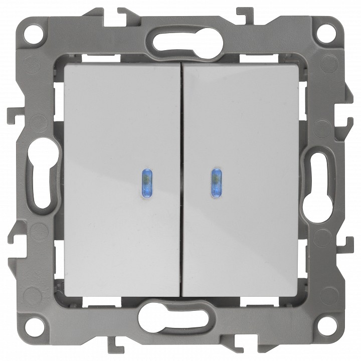 Выключатель двухклавишный с подсветкой без рамки Эра Эра 12 12-1004-06