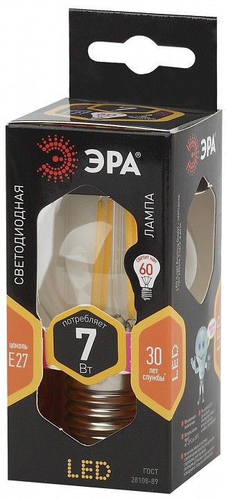 Лампа светодиодная Эра F-LED E27 7Вт 2700K F-LED P45-7W-827-E27