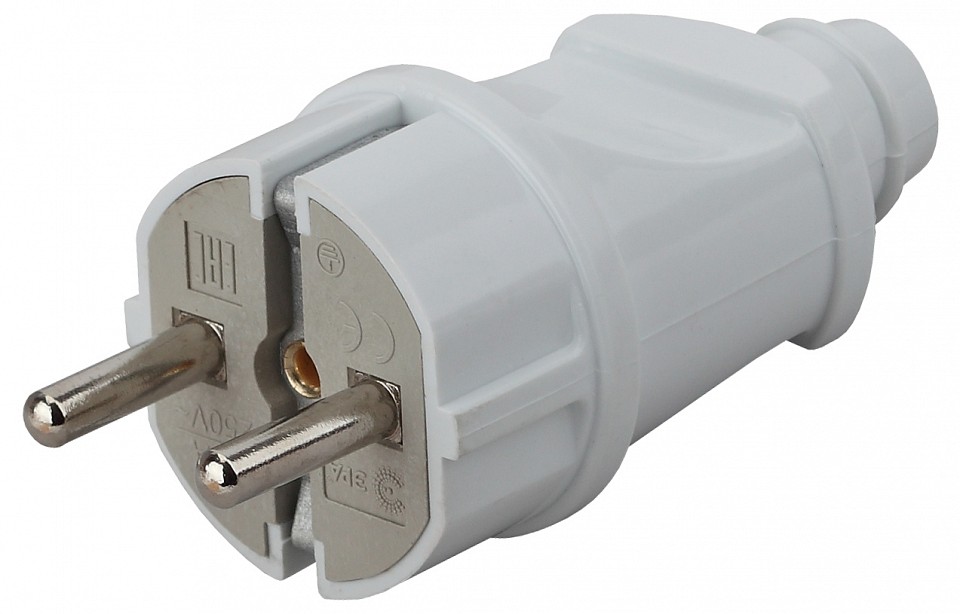 Вилка прямая с заземлением Эра  Vx2-W