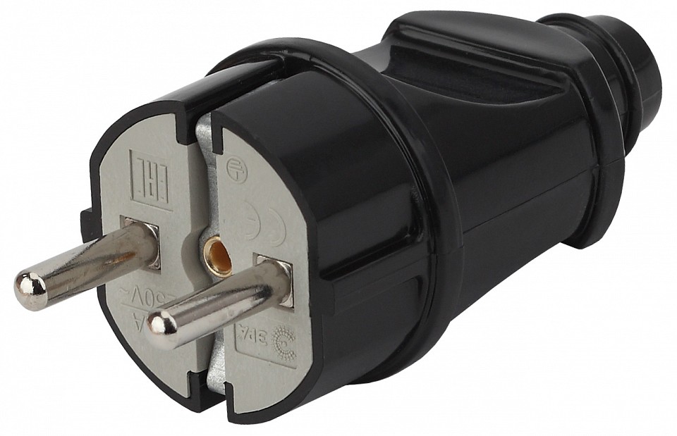 Вилка прямая с заземлением Эра  Vx2-B