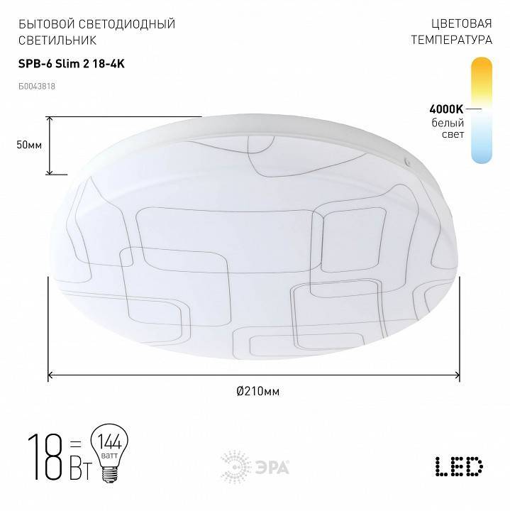 Накладной светильник Эра Slim SPB-6 Slim 2 18-4K
