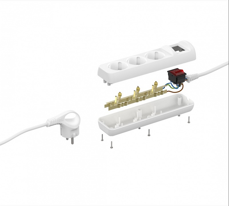 Удлинитель с выключателем ЭРА U-3es-5m 3 розетки 5 м 3х1.5 мм² U-3es-5m-3x1,5