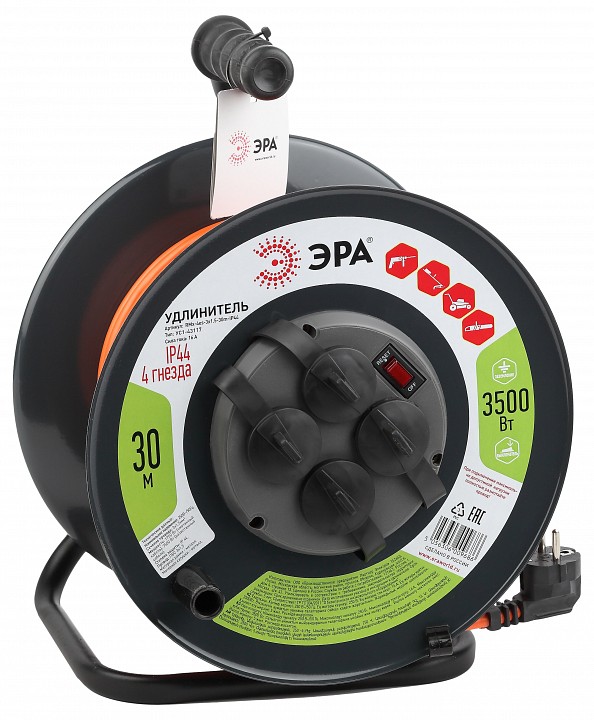 Удлинитель Эра  RMx-4es-3x1.5-30m-IP44