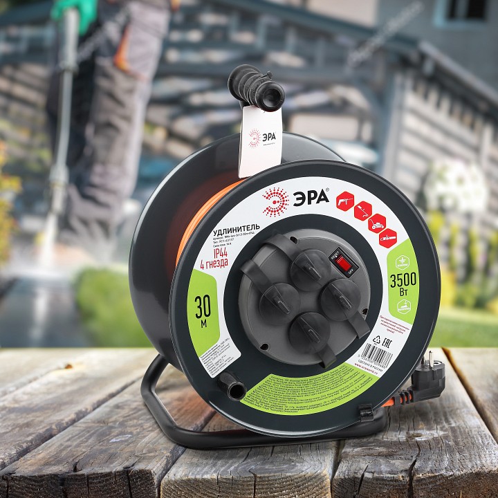 Удлинитель Эра  RMx-4es-3x1.5-30m-IP44