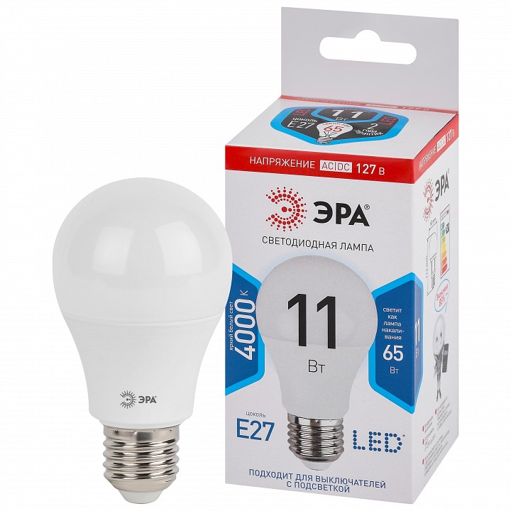 Лампа светодиодная Эра  LED A60-11W-127V-840-E27