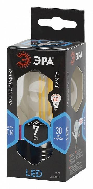 Лампа светодиодная филаментная ЭРА F-LED B35 7 Вт E14 4000 K Б0049891