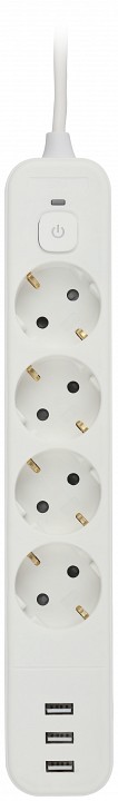 Удлинитель с выключателем ЭРА USF-4es-1,5m-3xUSBA-W 4 розетки 1.5 м 3xUSB-A белый USF-4es-1,5m-3xUSBA-W