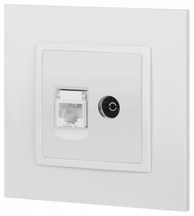 ТВ-розетка и розетка Ethernet RJ-45 без рамки Эра Эра Elegance 14-3110-01М