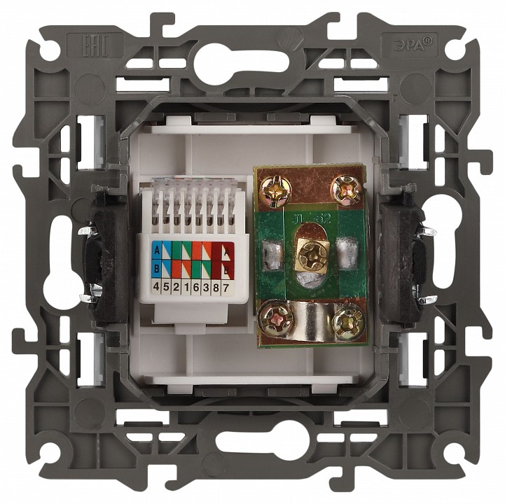 ТВ-розетка и розетка Ethernet RJ-45 без рамки Эра Эра Elegance 14-3110-01М