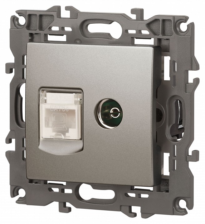 ТВ-розетка и розетка Ethernet RJ-45 без рамки Эра Эра Elegance 14-3110-16