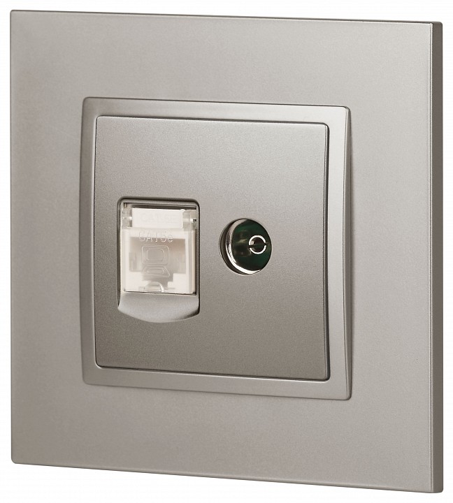 ТВ-розетка и розетка Ethernet RJ-45 без рамки Эра Эра Elegance 14-3110-16