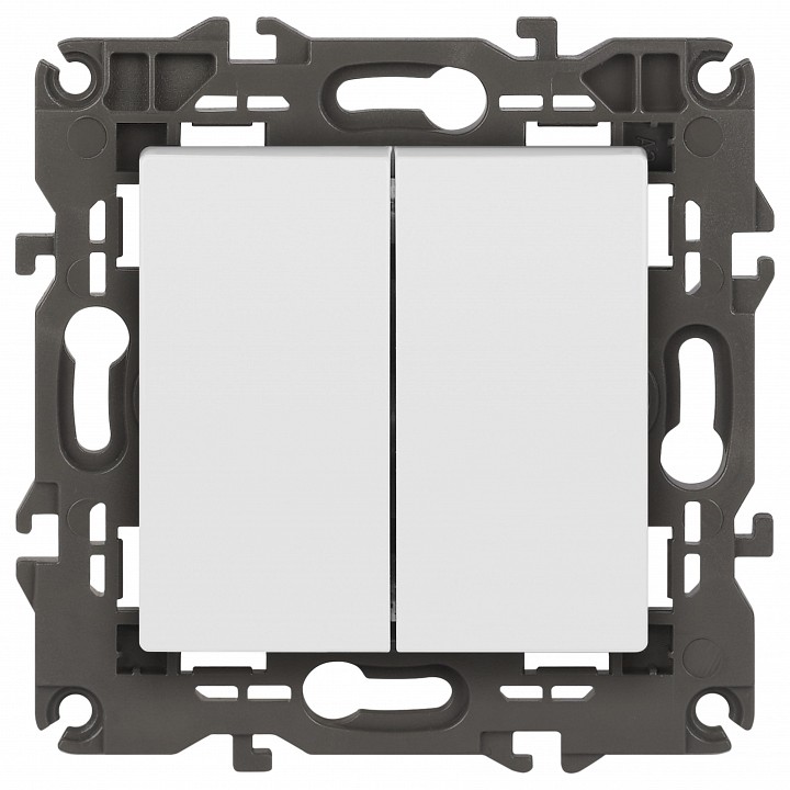 Выключатель двухклавишный без рамки Эра Эра Elegance 14-1104-01М