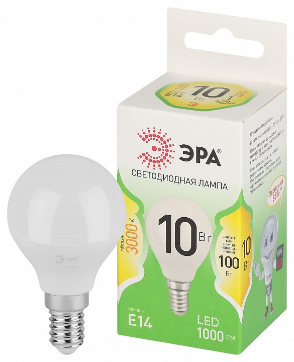 Лампа светодиодная Эра Green Line LED P45-10W-830-E14 GL