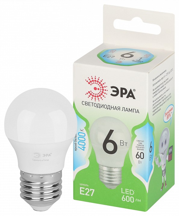 Лампа светодиодная Эра Green Line LED P45-6W-840-E27 GL
