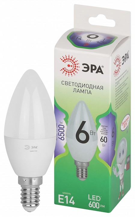 Лампа светодиодная Эра Green Line LED B35-6W-865-E14 GL