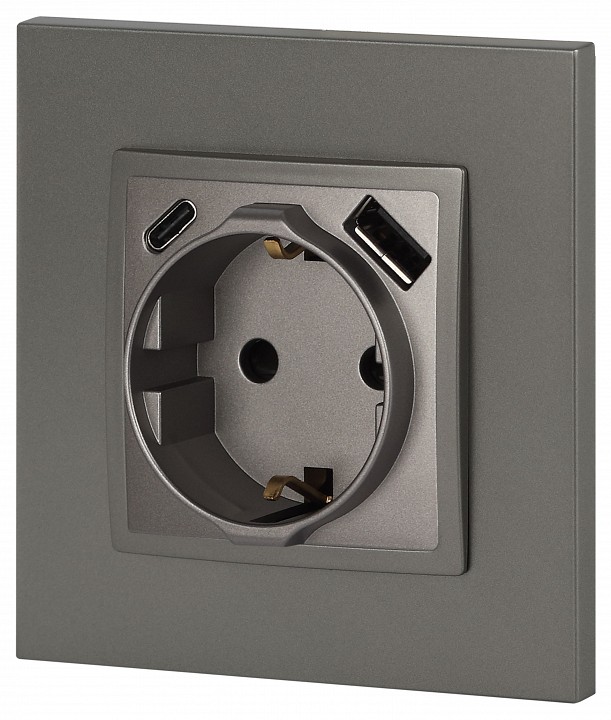 Розетка с заземлением и со шторкой и 2хUSB, без рамки Эра Эра Elegance 14-4108-16