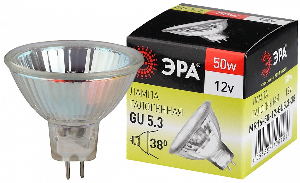 Лампа галогеновая Эра  GU5.3-MR16-50W-12V-CL