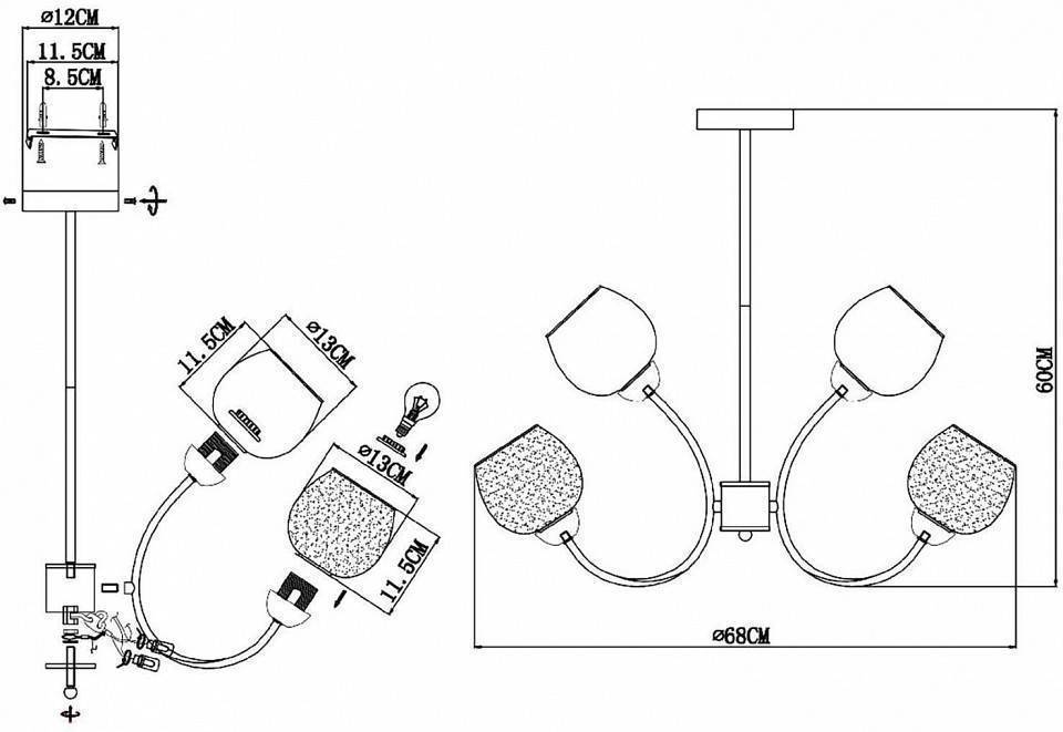 Люстра на штанге EVOLUCE Tratti 6 ламп SLE1136-302-06