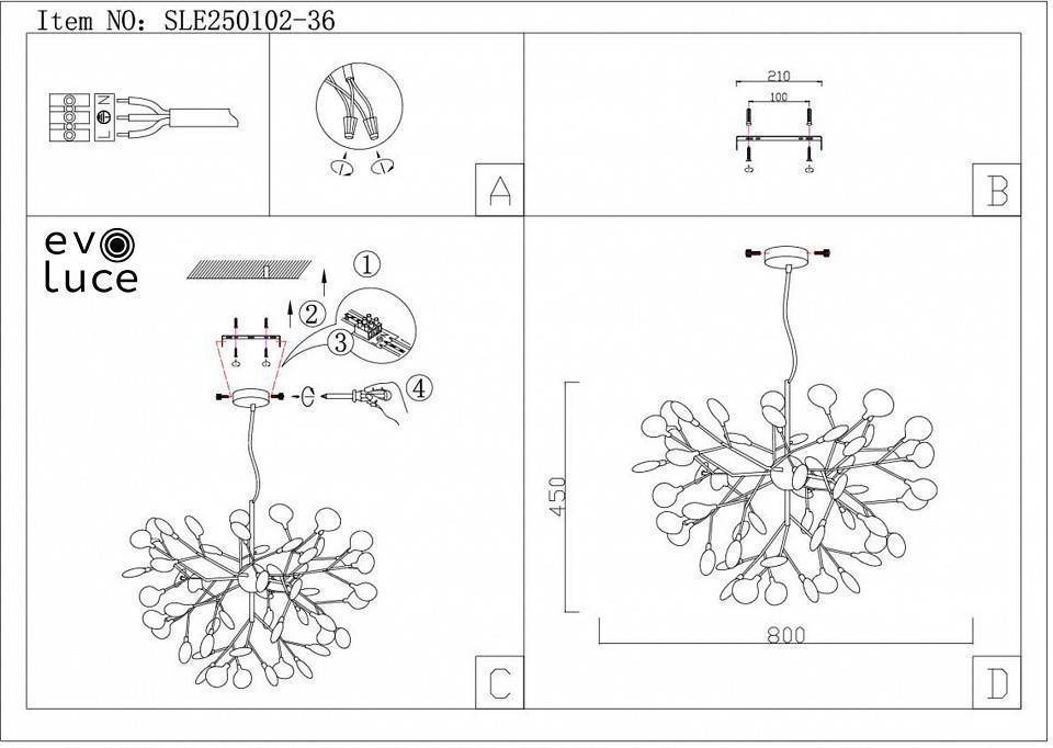 Потолочная светодиодная люстра EVOLUCE Avola SLE250102-36