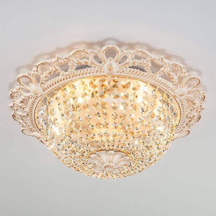 Накладной светильник Eurosvet Ajmeri 3298/5 белый с золотом хрусталь Strotskis 3298/5