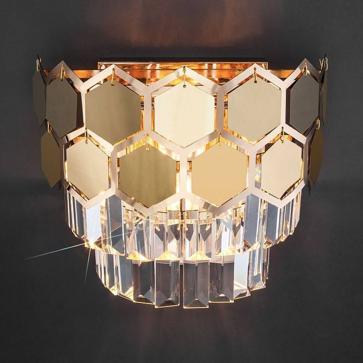 Накладной светильник Eurosvet Ariana 10124/2 золото хрусталь Strotskis 10124/2