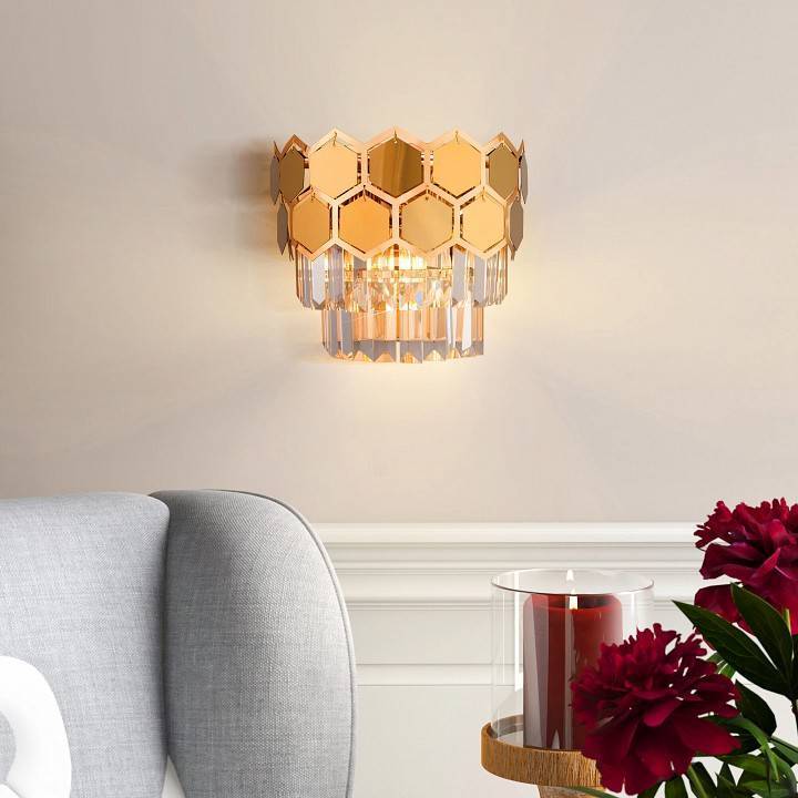 Накладной светильник Eurosvet Ariana 10124/2 золото хрусталь Strotskis 10124/2