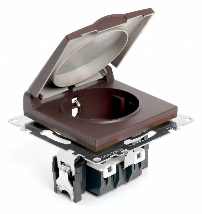 Розетка с заземлением и с шторками, без рамки с крышкой Stekker Катрин 49029