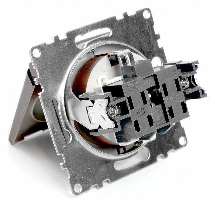 Розетка с заземлением и с шторками, без рамки с крышкой Stekker Катрин 49029