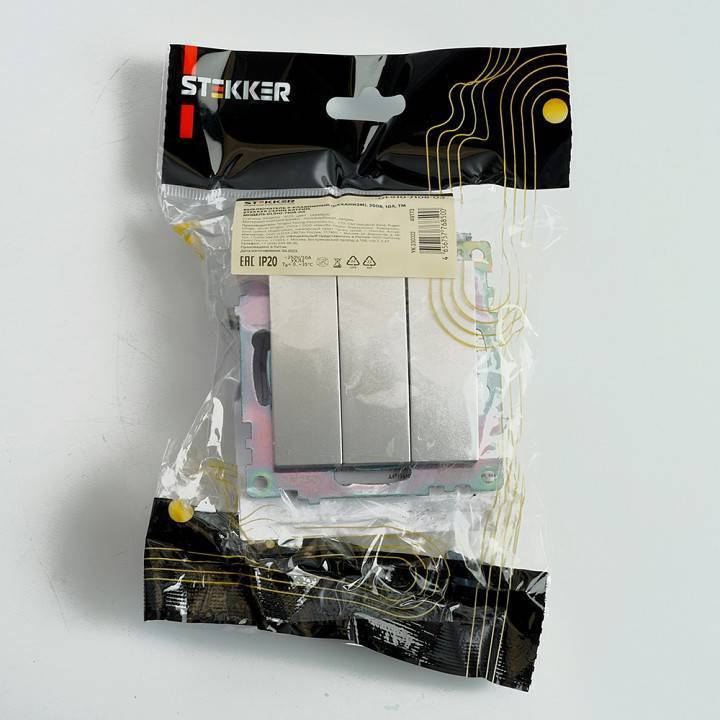 Выключатель трехклавишный без рамки Stekker Катрин 49173